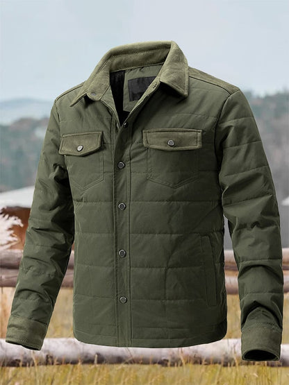Men's Vintage Pleated Cotton Multi-Pocket Casual Plush Cotton Jacket