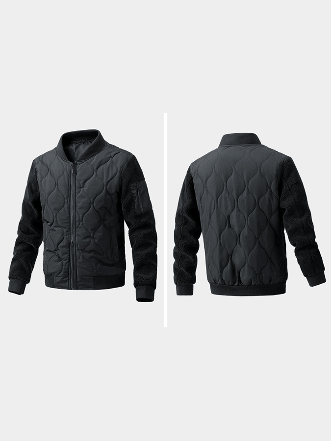 Men's Vintage Pleated Cotton Polar Fleece Patchwork Casual Cotton Jacket