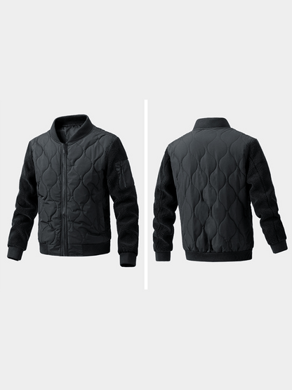 Men's Vintage Pleated Cotton Polar Fleece Patchwork Casual Cotton Jacket