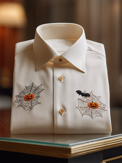 Men's Retro Casual Halloween Art Long Sleeve Shirt