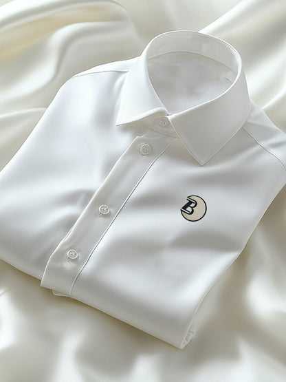 Men's Business Casual Logo Lapel Short Sleeve Shirt
