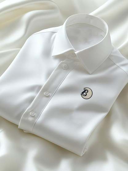 Men's Business Casual Logo Lapel Short Sleeve Shirt