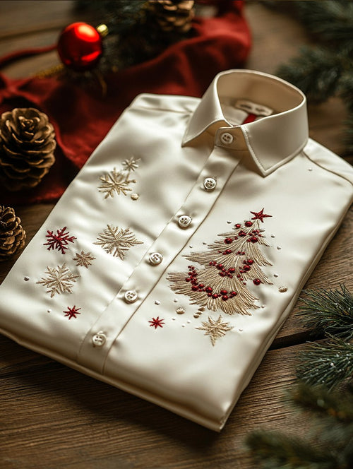 Men's  Christmas Long Sleeve Button-Down Shirt