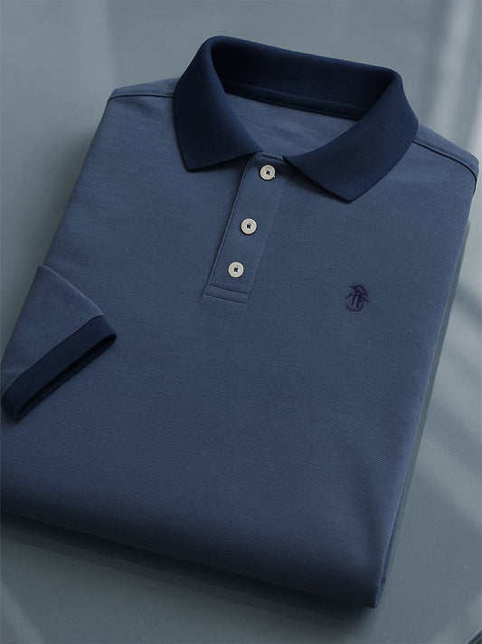Men's Business Casual Button Short Sleeve Polo Shirt