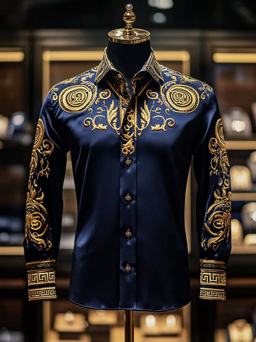 Men's Satin Luxe Long Sleeve Button Down Shirt