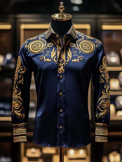 Men's Satin Luxe Long Sleeve Button Down Shirt