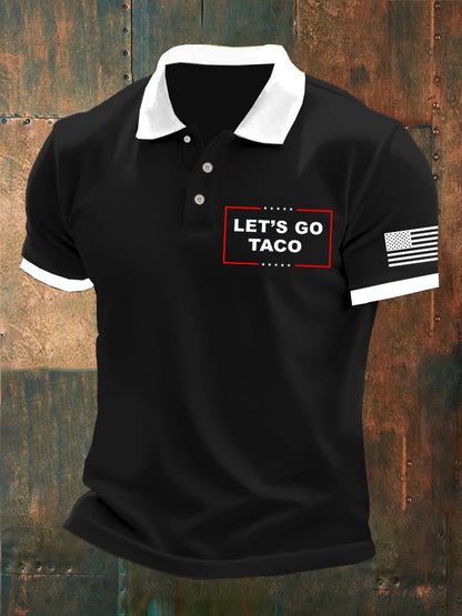 Men's Let's Go Taco Print Polo Shirt