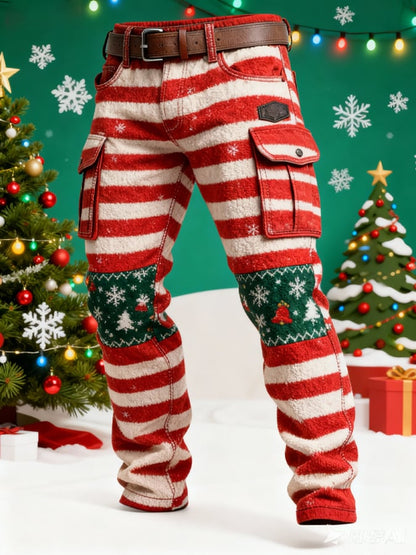 Men's plaid pocket Christmas cargo pants