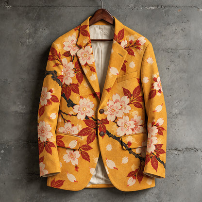Men's Vintage Floral Print Casual Blazer