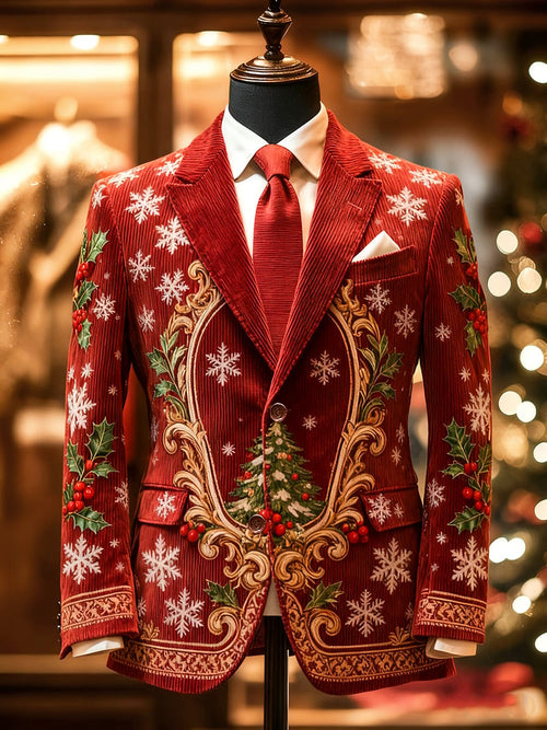 Men's Vintage Casual Christmas Party Corduroy Blazer
