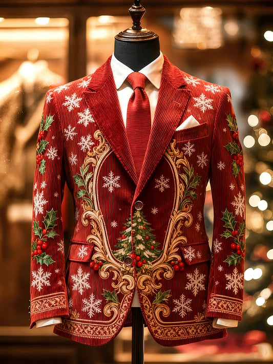 Men's Vintage Casual Christmas Party Corduroy Blazer