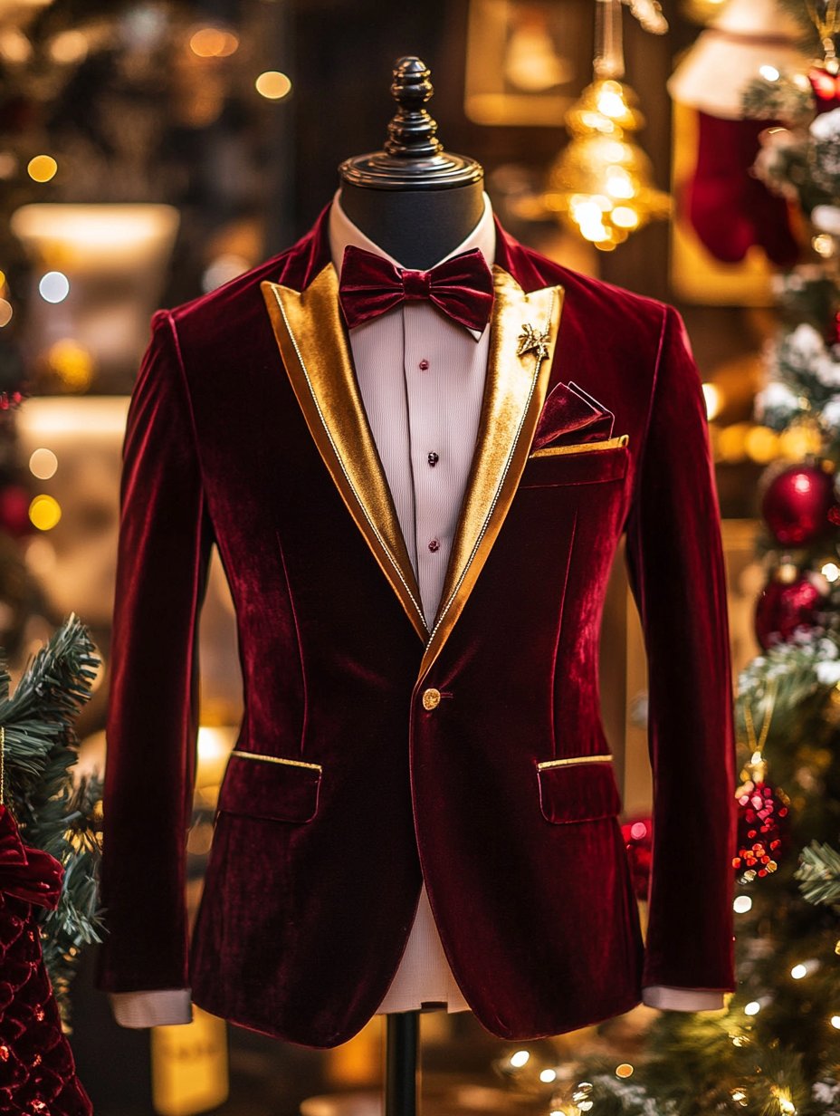 Men's Christmas Luxury Business Print Blazers