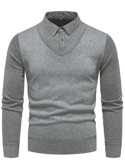 Men's Fashionable Velvet Thickened Warm Fake Two-Piece Sweater