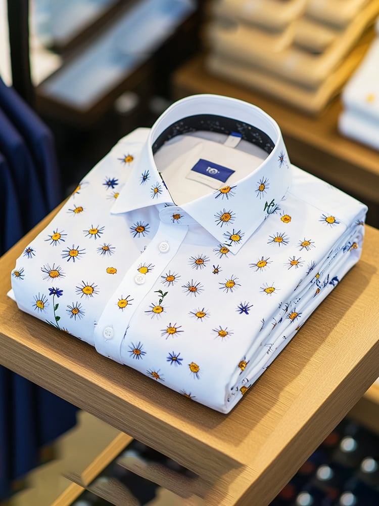 Men's Casual Printed Long Sleeve Shirt