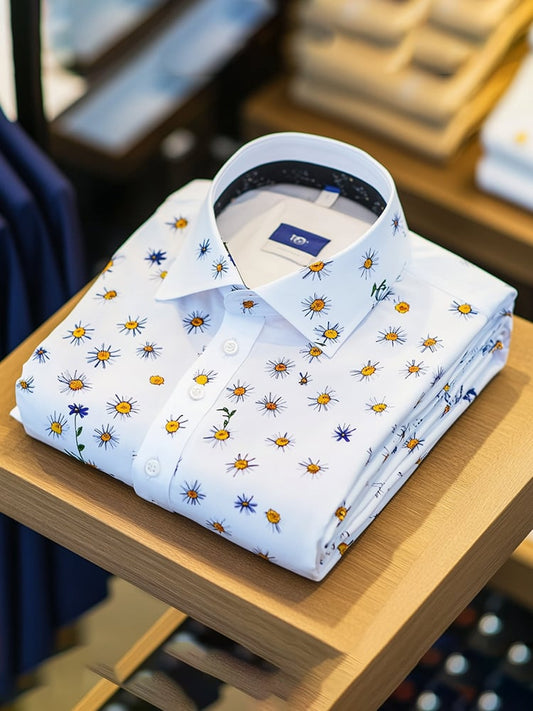 Men's Casual Printed Long Sleeve Shirt