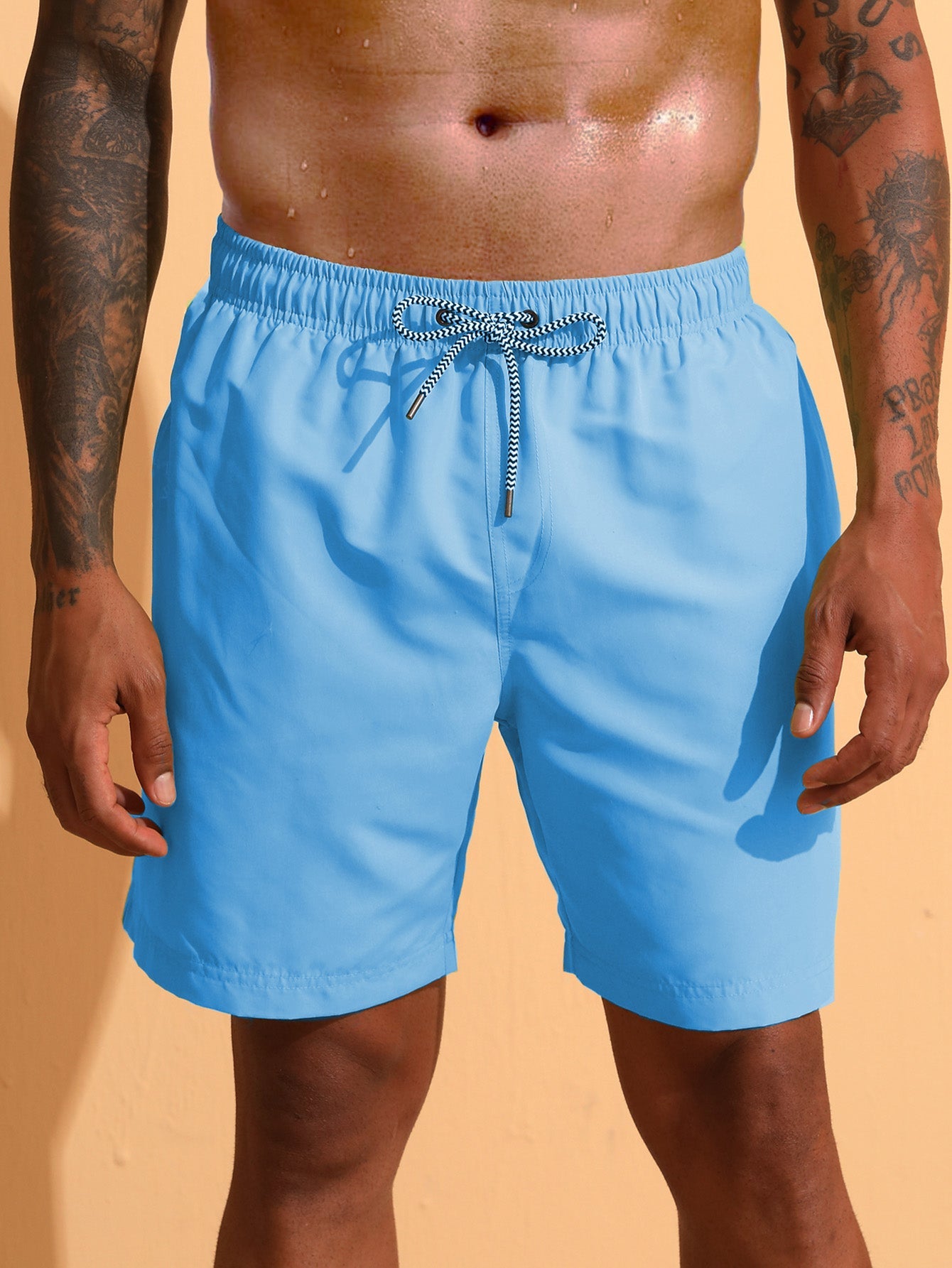3 Pieces Contrast Waistband Swim Shorts