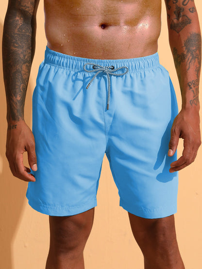 3 Pieces Contrast Waistband Swim Shorts