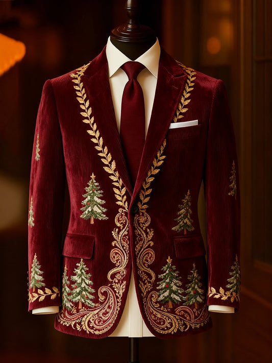 Men's Corduroy Evergreen Lapel Suit Jacket