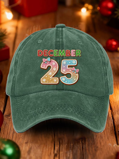 Retro Christmas December 25 Print Baseball Cap