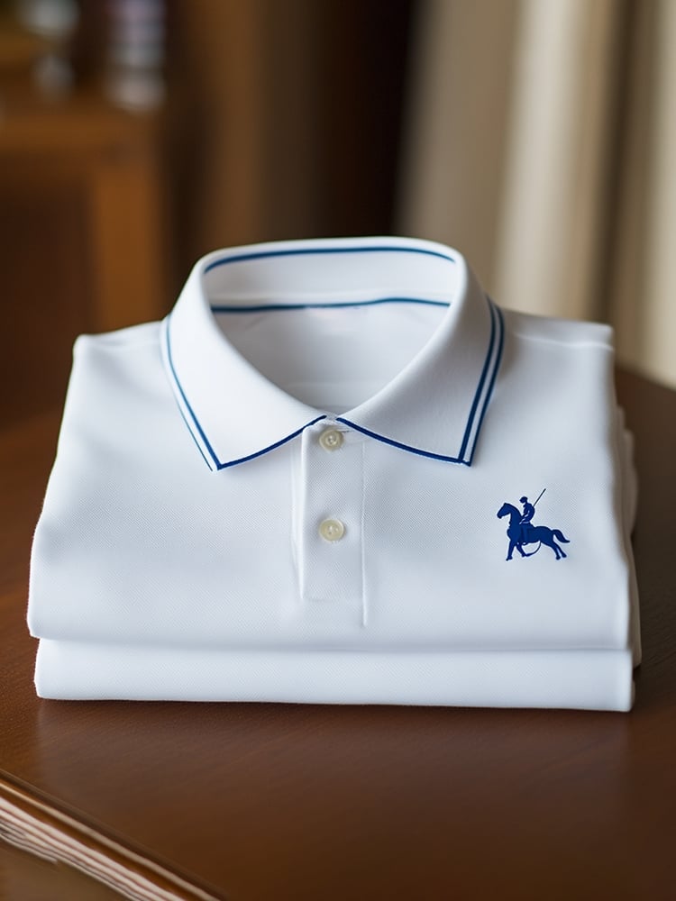 Men's Classic Business Logo Button Short Sleeve Polo Shirt