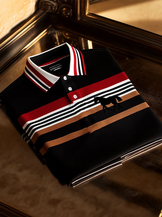 Men's Classic Business Logo Button Short Sleeve Polo Shirt