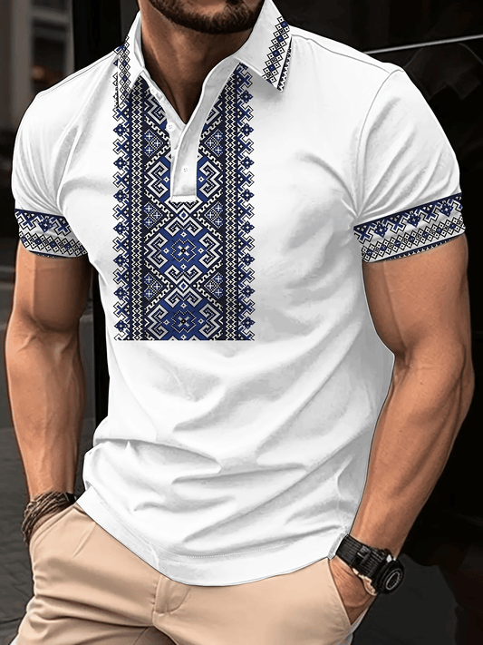 Men's Business Logo Button-Down Short Sleeve Polo Shirt