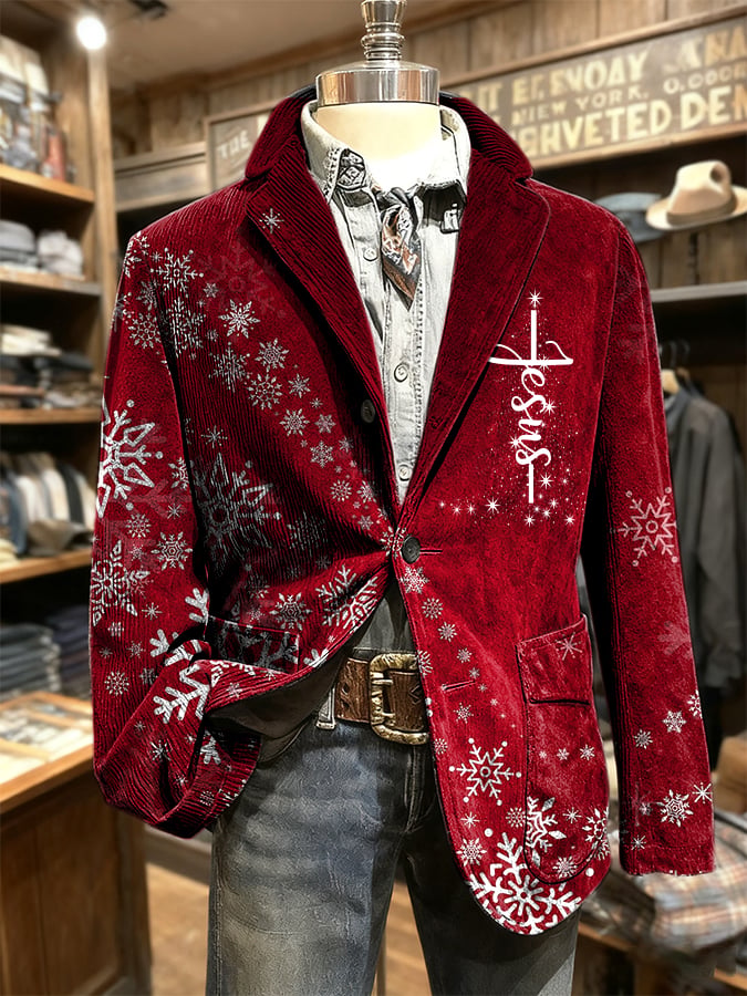 Men's Retro Christmas Faith Casual Blazer