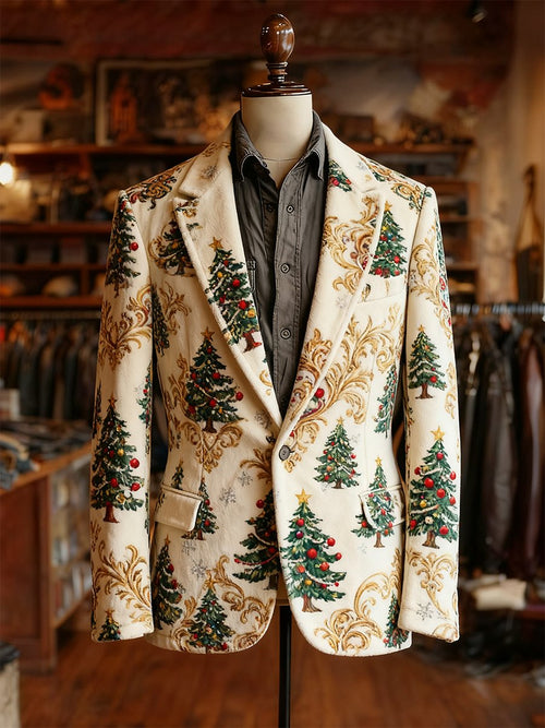 Men's Business Casual Velvet Christmas Suit Jacket