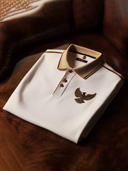 Men's Business Casual Logo Button Short Sleeve Polo Shirt