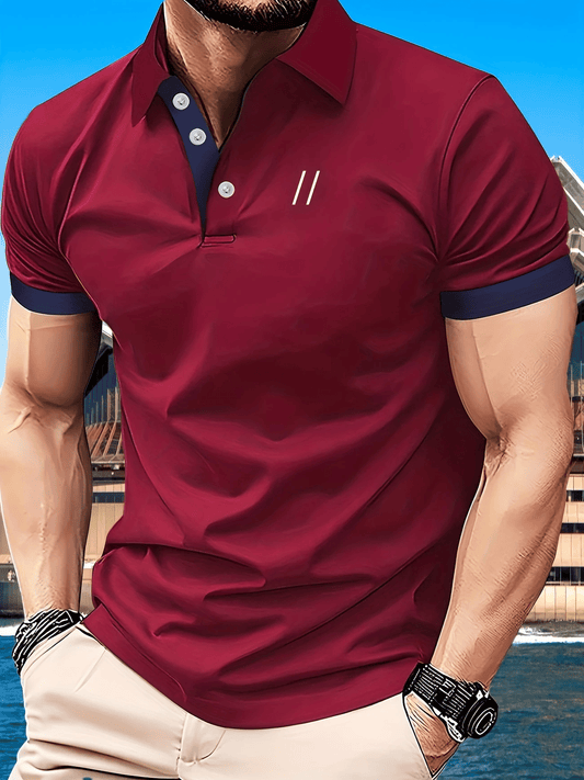 Men's Business Logo Button-Down Short Sleeve Polo Shirt