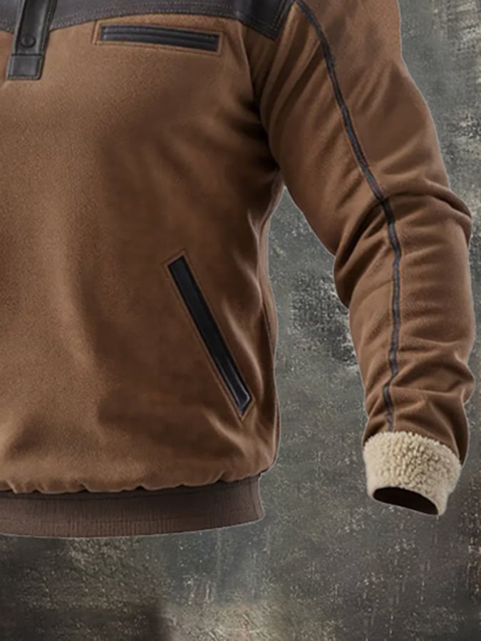 Men's Retro Warm Lambswool Long Sleeve Sweatshirt
