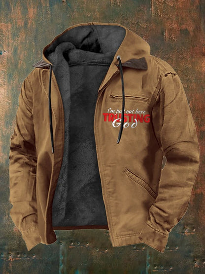 Men's Faith in God Multi-Pocket Fleece Jacket