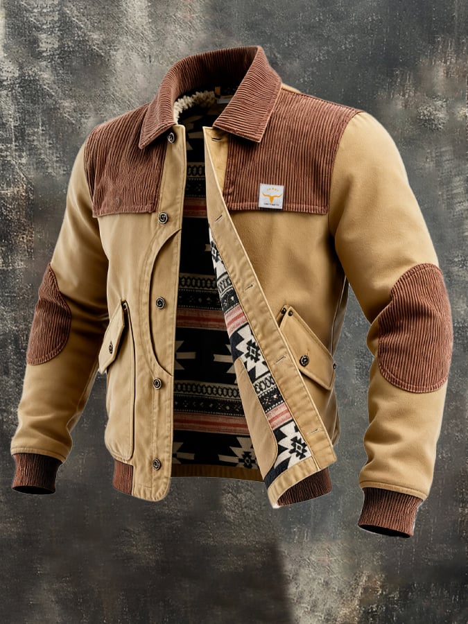 Men's Vintage Corduroy Multi-Pocket Outdoor Jacket