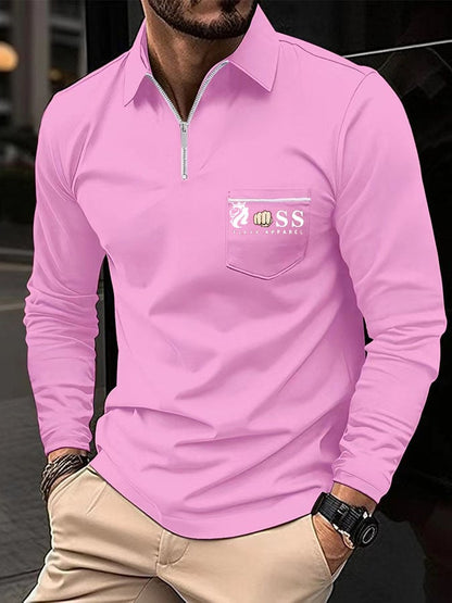 Men's Sports Casual Slim Fit Long Sleeve Polo Shirt