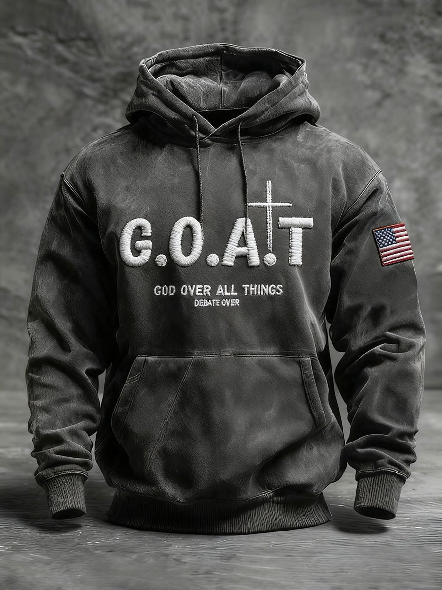 Men's Faith Print Casual Hooded Sweatshirt