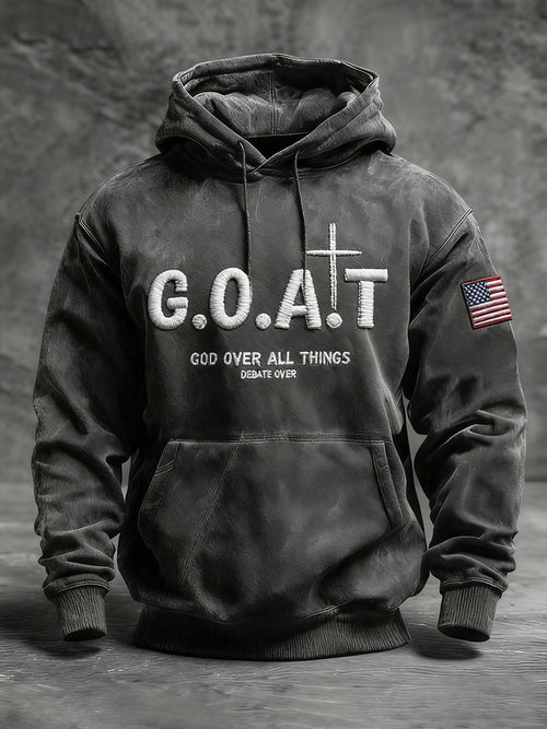 Men's Faith Print Casual Hooded Sweatshirt