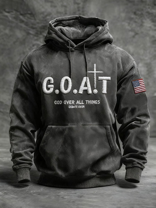 Men's Faith Print Casual Hooded Sweatshirt