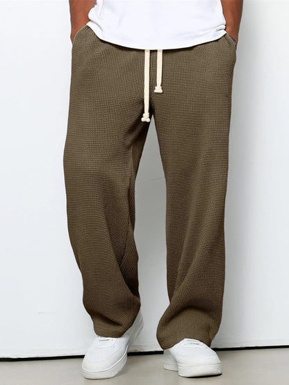 Men's Waffle Casual Loose Straight Trousers