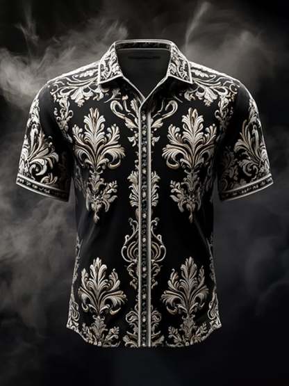 Men's Retro Gothic Pattern Short Sleeve Shirt