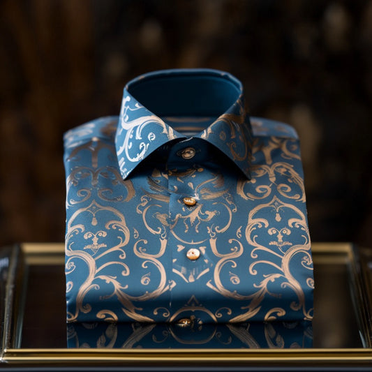 Scrollwork Luxury men's fashion high quality long sleeve shirt
