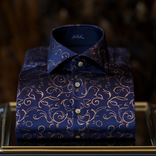 Scrollwork Luxury men's fashion high quality long sleeve shirt