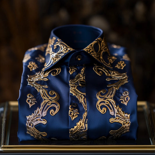 Scrollwork Luxury men's fashion high quality long sleeve shirt