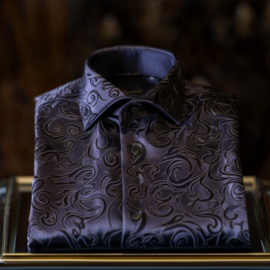 Scrollwork Luxury men's fashion high quality long sleeve shirt