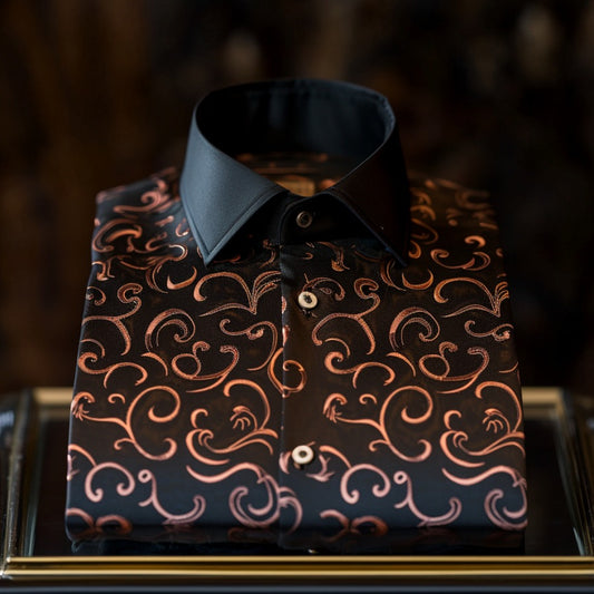 Scrollwork Luxury men's fashion high quality long sleeve shirt