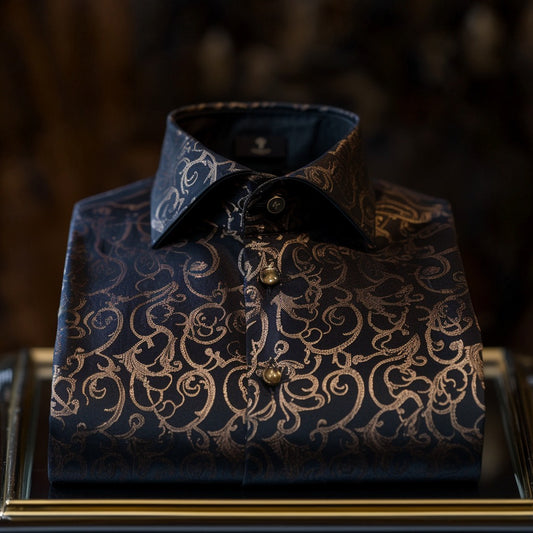 Scrollwork Luxury men's fashion high quality long sleeve shirt