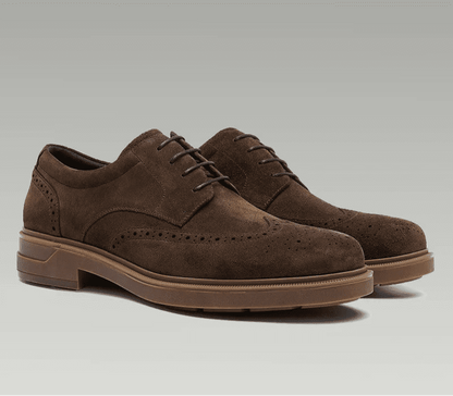 Genuine suede cow leather derby shoes