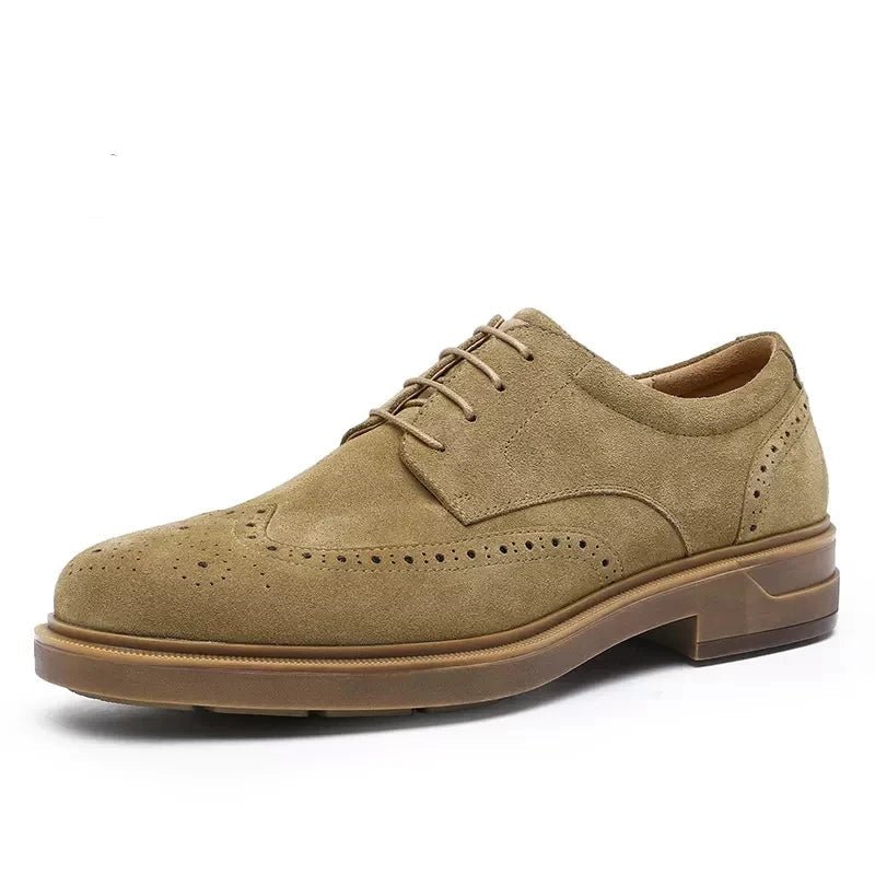 Genuine suede cow leather derby shoes