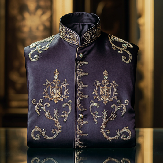 Luxurious and high-end Men's stand collar shirt floral patterns impeccable craftsmanship business leisure vacation long sleeve shirt