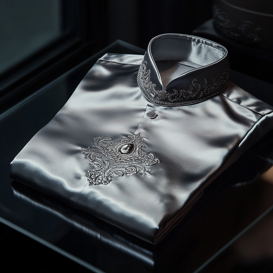 Luxurious and high-end Men's stand collar shirt floral patterns impeccable craftsmanship business leisure vacation long sleeve shirt