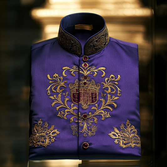 Luxurious and high-end Men's stand collar shirt floral patterns impeccable craftsmanship business leisure vacation long sleeve shirt